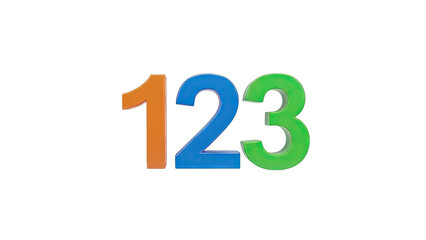 Colorful 3D Numbers 1, 2, 3 on White Background