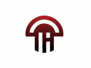 Abstract "T" and "A" logo with umbrella-like arc, blending modern typography and minimalist design.