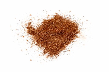 Coffee Powder Mixed with Granulated Sugar Isolated on White Background