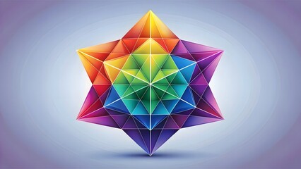 Rainbow geometric star shape, abstract symbol, colorful design
