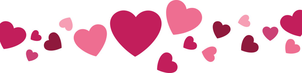 Romantic pink and magenta hearts border on white background, Valentines Day celebration, love concept, decorative frame, greeting card design, wedding invitation © Md