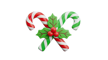 Christmas Candy Canes and Holly Berries
