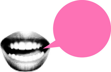Collage Lips Speech Bubble