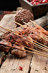 Delicious charcoal-grilled chicken heads