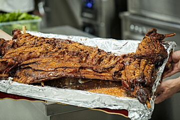 Traditional Mongolian roasted whole lamb