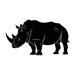 Fototapeta premium a striking black rhinoceros stands powerfully depicted in a detailed and artistic silhouette high quality professional