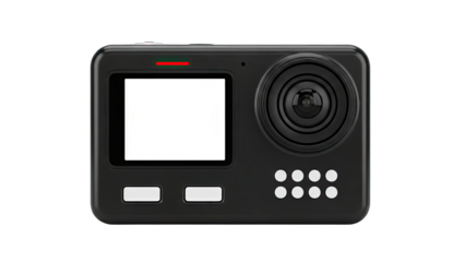 Black Action Camera with Blank Screen and LED Indicator