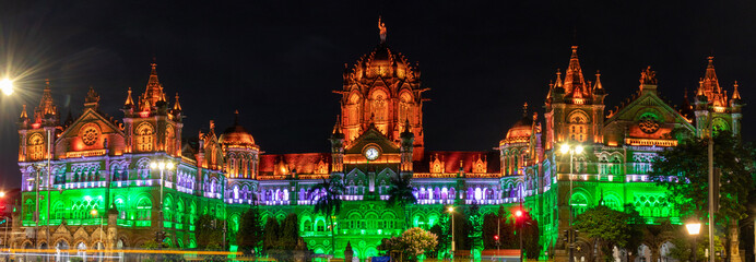 Chhatrapati Shivaji Maharaj Terminus on Independence Day, CSMT Mumbai © Dipesh