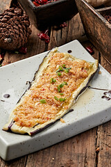 Garlic-grilled long eggplant