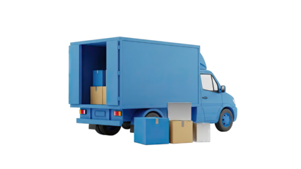 Blue Delivery Truck with Boxes