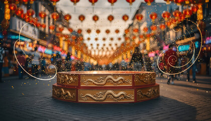 golden pedestal with dragon designs on chinese street