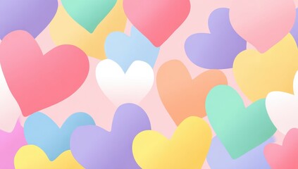 Delicate Pastel Hearts Seamless Pattern Background, Sweet Love and Valentines Day Design.