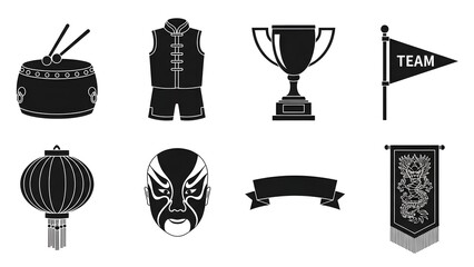 Collection of various sports and award icons on a white background with a team theme