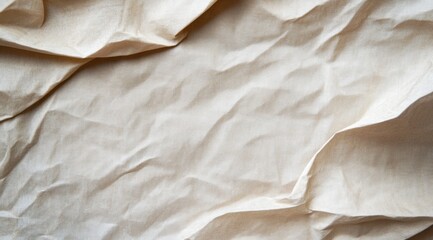 Obraz premium Wrinkled tan fabric shows textures, folds, and shadows under soft lighting