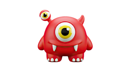 Cute Red One-Eyed Monster Character