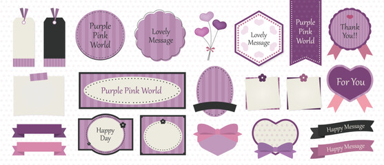 Purple pink world frame icon set