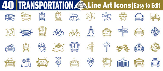 Transportation line art icons easy to edit modern outline vector collection for graphic design Vector Illustration. © Logo Solution