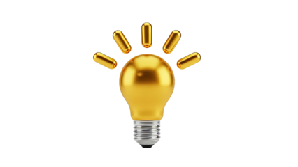 Golden Light Bulb Idea Symbol