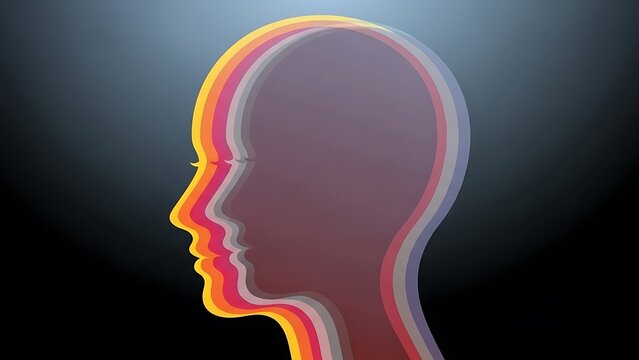 Double profile head outline illustration.