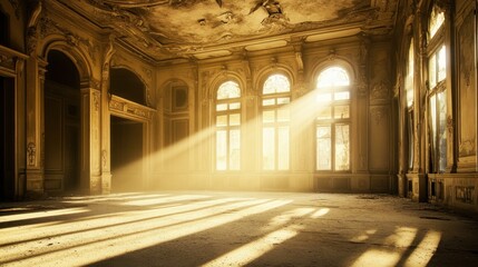 Sunlit Abandoned Palace Hall
