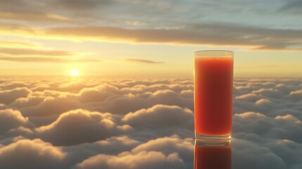 Sunrise clouds glass of juice