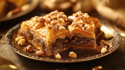 Sweet layered pastry with nuts