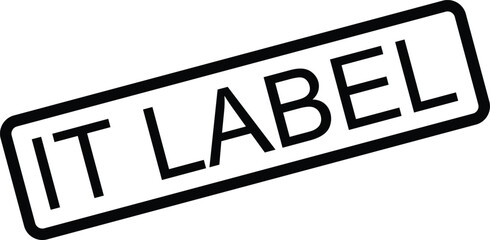 IT label stamp graphic with black border and text on white background