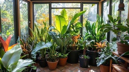 Sun-drenched conservatory garden