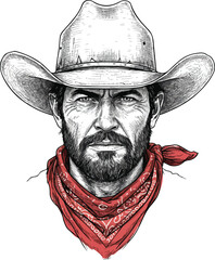 Cowboy Vector on Transparent Background with Western and Ranch Concept