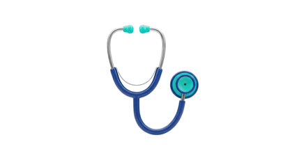 Blue and teal stethoscope on a light grey background