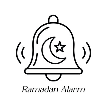 Ramadan alarm clock icon with crescent moon and star symbol