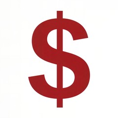 Red Dollar Sign Icon on White Background