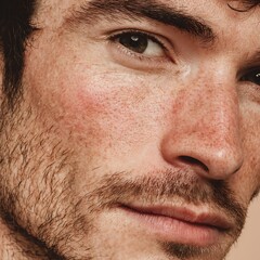 Fototapeta premium Skin with red patches, natural skin tone, suitable for cosmeceuticals, soothing skincare, sensitive skin, and campaigns emphasizing gentleness and confidence in your natural skin.