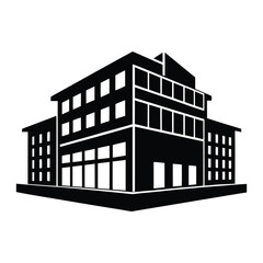 Commercial Complex Silhouette Icon &ndash; Business Property Architecture Vector