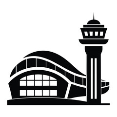 Airport Terminal Silhouette Icon &ndash; Transportation Architecture Vector