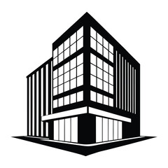 Office Building Silhouette Icon &ndash; Corporate Architecture Vector