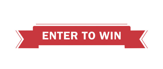 Vibrant enter to win graphic with deep red text on transparent background ideal for sweepstakes and contests