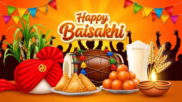Happy Baisakhi Vaisakhi Harvest Festival Celebration Design Template