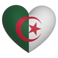 3d heart flag of Algeria icon vector illustration 