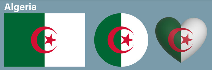 set flag of Algeria icon vector illustration 
