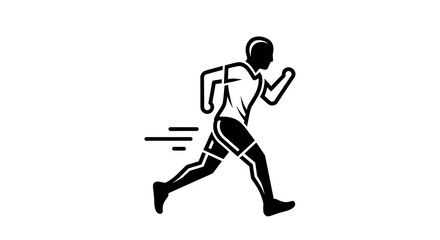 Fototapeta premium Simple Black Silhouette of Runner in Motion.