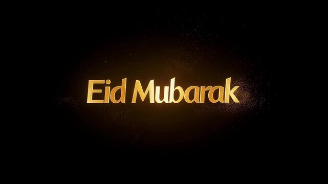 Glowing Golden Eid Mubarak Text with Particle Light Effects