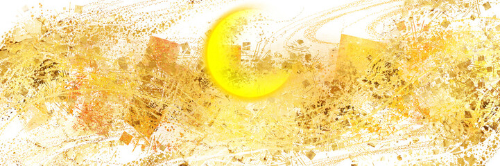 三日月背景と金銀砂子が輝く豪華,横長透過背景	