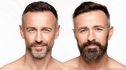 Fototapeta premium A man's skin after shaving shows redness and irritation; a natural skin appearance, ideal for advertising men's aftershave products, cosmeceuticals, and grooming brands focusing on sensitive skin.