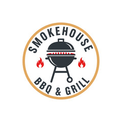 Fototapeta premium Barbecue Grill Logo with Flames Design.