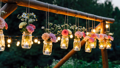 Romantic Garden Mason Jar Candle Wedding Decor
