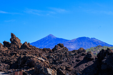 Panorama of volcano mountain Teide at Teide national park on Canary Island Tenerife, Spain