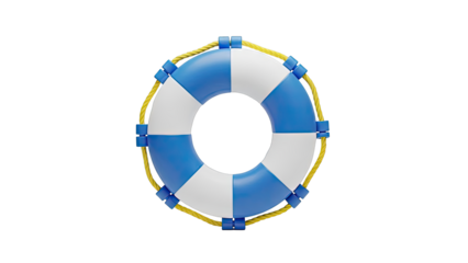 Blue and White Lifebuoy with Yellow Rope
