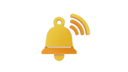 Golden Bell Icon with Wireless Signal