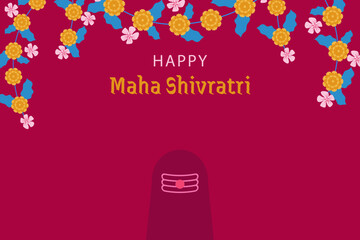 Happy Maha Shivratri festival banner with shiva lingam. Lord Shiva's night. Hindu festival vector illustration.